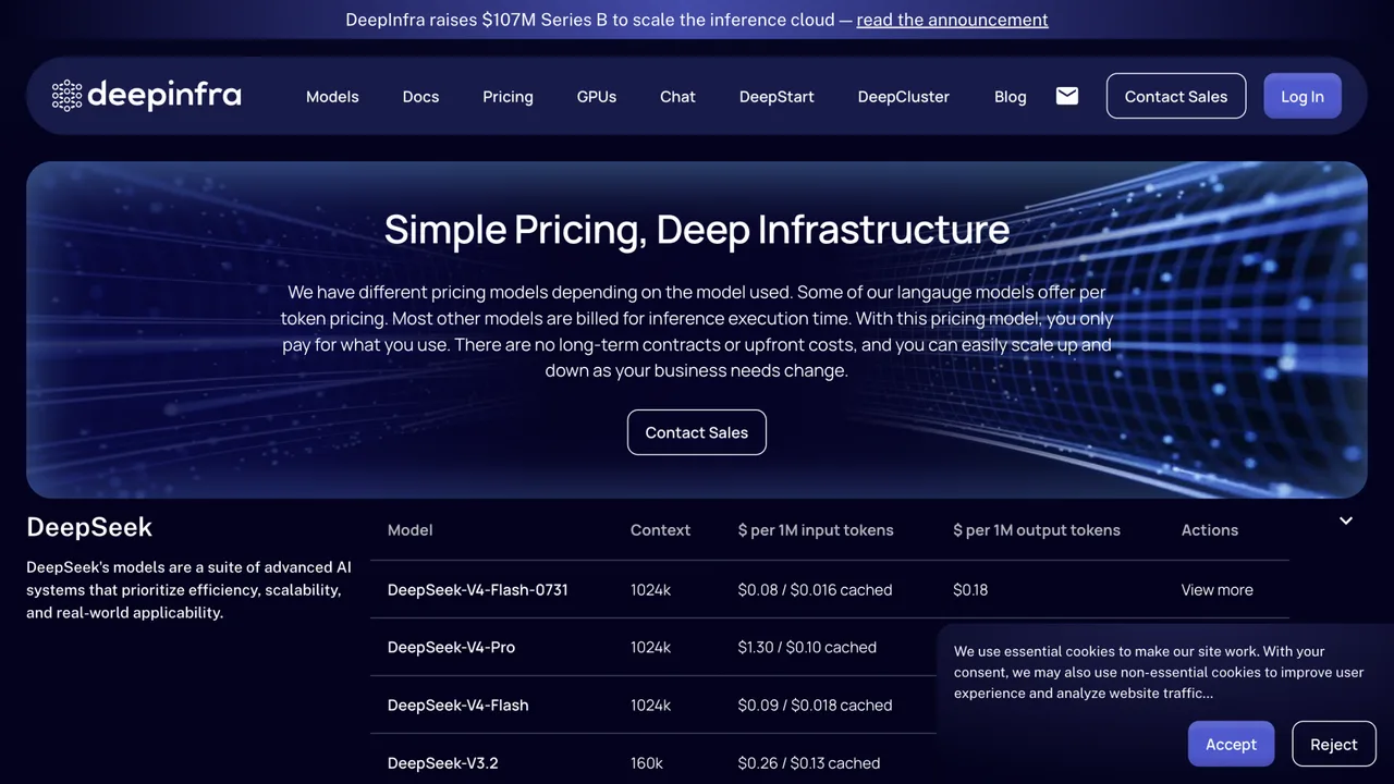 DeepInfra 官方定价页截图（2026-08-27 抓取）